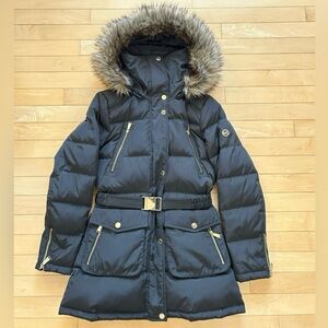 Michael Kors Women's Black Fur-Trimmed Puffer Coat